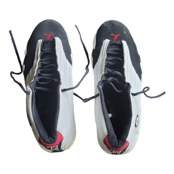 Nike Air Jordan 14 Retro Black Toe Mens Sneakers White 487471-102 High Top 12M - Picture 9 of 12